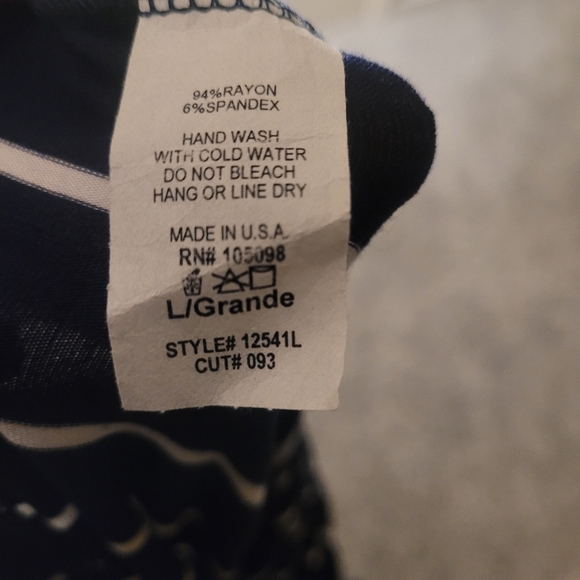 Never Worn Navy Striped Strapless Dress. Size L - Picture 3 of 3